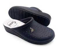 Sabots Sanitaires Anatomiques pour Femme, Pantoufles en Cuir Véritable, Chaussures Orthopédiques, Antidérapantes, Fabriquées en Italie, bleu, 40 EU