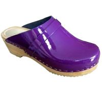 Sabots suedois Vernis Cuir et Bois Semelle PU Scandibay (Lila, Système Taille Chaussures EU, Adulte, Numérique, Moyen, 43 réel)