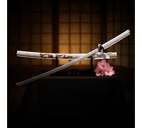 Sabre Décoratif Katana 103 cm - Katana Décoratif Japonais Réplique, Acier, Sabre Katana avec Support Bois pour la Décoration ou Le Cadeau, Décoration Intérieure avec Sabre Japonais 4KM100-405WH