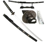Sabre Décoratif Katana 103 cm - Katana Décoratif Japonais Réplique, Acier, Sabre Katana avec Support Bois pour la Décoration ou Le Cadeau, Décoration Intérieure avec Sabre Japonais SW-319