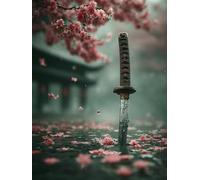 Sabre Japonais Diamond Painting, 5D Diamond Painting Adulte Fleur, DIY Activité Manuelle Adulte, 5D Diamant Point de Croix, Peinture Diamant Enfant Kits, Decoration Maison, Decoration, 40x50cm C-1044