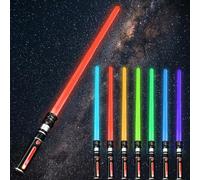 Sabre laser pour enfants, sabre lumineux avec son, 2 couleurs avec son FX, épée double lumière 2 en 1 de 84 cm, sabres lumineux extensibles sensibles au mouvement pour Halloween, fêtes costumées