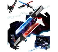 Sabre laser rétractable à brancher, sabre laser à DEL bicolore, épée réversible 2 en 1, poignée rotative à bout des doigts, gloire à double lame connectable, accessoire de jeu métallique pour cosplay