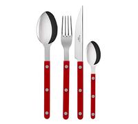 Sabre Paris | 24 pièces, Set de couverts de table pour 6 Personnes 24cm Bistrot, couleur Bordeaux et finition brillante : Couteaux, fourchettes, cuillères à soupe et petites cuillères