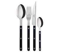 Sabre Paris | 24 pièces, Set de couverts de table pour 6 Personnes 24cm Bistrot, couleur Noir et finition brillante : Couteaux, fourchettes, cuillères à soupe et petites cuillères en Acier Inoxydable