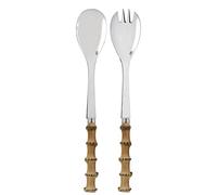 Sabre Paris |Couverts à salade Panda couleur Bambou clair, 2 pièces. Couvert en Acier Inoxydable, manche en véritable Bambou. Idéal pour les grands saladiers et servir les salades d'été.