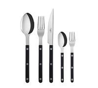 SABRE PARIS - Couverts de table, 5 pièces - Bistrot - couteau, fourchette, cuillère à soupe, cuillère à thé et fourchette à gâteau - acier inoxydable et nylon - passe au lave-vaisselle - noir