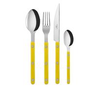 Sabre Paris | Ensemble de 4 couverts de table 24cm Bistrot, couleur Jaune et finition brillante. 4 pièces, comprend couteau, fourchette, cuillère à soupe et petite cuillère en Acier Inoxydable.