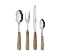 Sabre Paris | Ensemble de 4 couverts de table Lavandou, couleur Bois d'Olivier. Comprend couteau, fourchette, cuillère à soupe et petite cuillère en Acier Inoxydable et manche en bois d'Olivier.