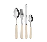 Sabre Paris | Ensemble de couverts de table 23cm 4 pièces Pop, couleur Ivoire. Comprend couteau, fourchette, cuillère à soupe et petite cuillère en Acier Inoxydable.