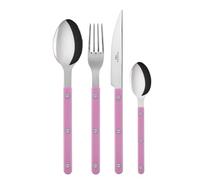 Sabre Paris | Ensemble de couverts de table 4 pièces Bistrot, couleur Rose et finition brillante. Comprend couteau, fourchette, cuillère à soupe et petite cuillère en Acier Inoxydable.