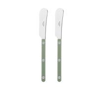 Sabre Paris | Lot de 2 Tartineurs 14 cm Bistrot couleur Asperge et finition brillante. Couverts en Acier Inoxydable. Idéal pour beurre, tapenades, pâte à tartiner