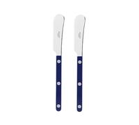 Sabre Paris | Lot de 2 Tartineurs 14 cm Bistrot couleur Bleu Marine et finition brillante. Couverts en Acier Inoxydable. Idéal pour beurre, tapenades, pâte à tartiner