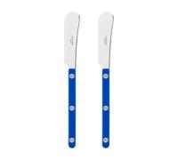 Sabre Paris | Lot de 2 Tartineurs 14 cm Bistrot couleur Bleu Outremer et finition brillante. Couverts en Acier Inoxydable. Idéal pour beurre, tapenades, pâte à tartiner