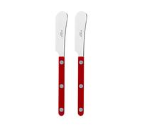 Sabre Paris | Lot de 2 Tartineurs 14 cm Bistrot couleur Bordeau et finition brillante. Couverts en Acier Inoxydable. Idéal pour beurre, tapenades, pâte à tartiner