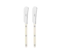 Sabre Paris | Lot de 2 Tartineurs 14 cm Bistrot couleur Ivoire et finition brillante. Couverts en Acier Inoxydable. Idéal pour beurre, tapenades, pâte à tartiner