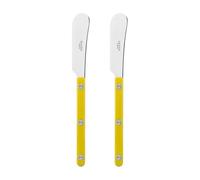 Sabre Paris | Lot de 2 Tartineurs 14 cm Bistrot couleur Jaune et finition brillante. Couverts en Acier Inoxydable. Idéal pour beurre, tapenades, pâte à tartiner