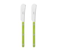 Sabre Paris | Lot de 2 Tartineurs 14 cm Bistrot couleur Lime et finition brillante. Couverts en Acier Inoxydable. Idéal pour beurre, tapenades, pâte à tartiner