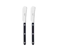 Sabre Paris | Lot de 2 Tartineurs 14 cm Bistrot couleur Noir et finition brillante. Couverts en Acier Inoxydable. Idéal pour beurre, tapenades, pâte à tartiner