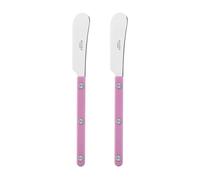 Sabre Paris | Lot de 2 Tartineurs 14 cm Bistrot couleur Rose finition brillante. Couverts en Acier Inoxydable. Idéal pour beurre, tapenades, pâte à tartiner