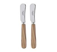 Sabre Paris | Lot de 2 Tartineurs 14 cm Lavandou couleur bois d'olivier. Couverts en Acier Inoxydable et manche en véritable bois d'olivier. Idéal pour tapenades, pâte à tartiner…