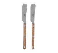 Sabre Paris | Lot de 2 Tartineurs Bistrot teck couleur Teck et finition vintage. Couverts en Acier Inoxydable. Idéal pour beurre, tapenades, pâte à tartiner…
