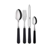 Sabre Paris | Ménagère 24 pièces, Set de couverts de table pour 6 Personnes Pop, couleur Noir. Comprend couteaux, fourchettes, cuillères à soupe et petites cuillères en Acier Inoxydable.