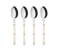 Sabre Paris | Set de 4 Petites cuillères Bistrot de 16cm, Couleur Ivoire et Finition Brillante. Couverts en Acier Inoxydable.