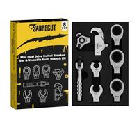 SabreCut 8 x MRSC12K Mini barre de disjoncteur pivotante à double entraînement et kit de clés multiples - Barre de disjoncteur 1/4", clés à écrou évasé, cliquet à paume et clé à tige filetée