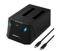 SABRENT Boitier Disque Dur Externe Adaptateur SATA to USB 2,5"/3,5", 2 Baies SSD/HDD vers USB-C 3.0, Boitier Disque Dur 2.5, Clonage Hors Ligne, Supporte UASP, câble Inclus avec Alimentation (EC-CH2B)