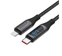 SABRENT Câble USB-C vers Lightning avec Affichage Intelligent, Longueur 1M/3.3FT, Certifié MFI, Charge de 60W et Vitesses de Transfert de Données de 480Mbps, pour iPads, iPods, Mac (CB-C2L1)