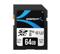 SABRENT Carte SD 64 Go UHS-II V90 SDXC - Carte Mémoire Appareil Photo, Vitesse de Lecture 280Mo/s, W250Mo/s, SD Card 64 Go, Class 10 U3 - pour Professionnels, cinéastes, photographes (SD-TL90-64GB)