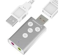 SABRENT Carte Son Externe, Adaptateur Audio USB vers 3,5mm Jack, convertisseur de Carte Son USB avec Stéréo, Micro, et Contrôle du Volume, pour PS4, PS5, PC Laptop, Compatible avec Windows, Mac