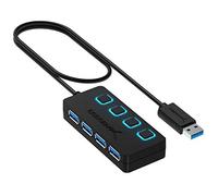 SABRENT Hub USB 3.2, Ultra-Fast 5 Gbps 4 Port Hub USB 3.0 avec des Commutateurs Et des Voyants d'alimentation Individuels, Multi USB Hub Adaptateur Mac, Station d’Accueil câble de 60cm (HB-UM43)