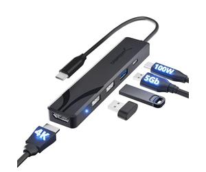SABRENT Hub USB C 5 en 1, Ultra-Rapide 5 Gbps Adaptateur USB C vers HDMI 4K 60Hz, Dock USB C PD 100W, Stations d'accueil pour Ordinateur Portable Compatible avec MacBook, iPad et Steam Deck (HB-TC5P)