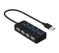 4-Port Hub USB 2.0 avec des commutateurs et des voyants d'alimentation individuels (HB-UMLS)