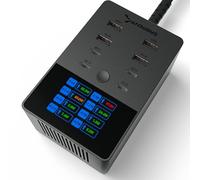 SABRENT Prise Chargeur Rapide 252W - Station de Charge 8 Ports avec Écran LCD, Chargeurs Secteur pour Téléphones Portables, Tablettes, PC, Consoles - USB-C, USB-A, PPS, Sécurité Intégrée (AX-8PTC)
