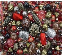 Sabrikas Approx 400 x Tribal Red Jewellery Making Starter Beads Mix Set by