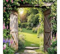 Sabrikas Let Your Creative Spirit Run Free Portails en bois rustiques - Décoration murale de jardin - Toile de fond - Rideau d'intimité - 180 cm de large x 180 cm de haut