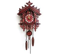 SABUIDDS Horloge à coucou en bois véritable de la Forêt-Noire Vintage Horloge à coucou Horloge murale pour salon, chambre d'enfant, maison