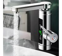 SABUIDDS Robinet électrique avec chauffe-eau instantané 3,3 KW, rotatif à 360 °, avec chauffe-eau instantané, robinet de chauffage rapide, pour jardin, cuisine, salle de bain Argent