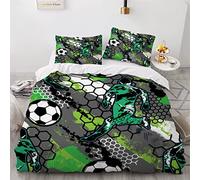 SABUNU Housse de Couette 140x200 Enfant Football 3 Pièces Parure De Lit 1 Personnes en Microfibre avec Fermeture Éclair Football De Griffonnage avec 2 Taie d'oreiller 50x75cm