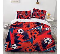 SABUNU Housse de Couette 140x200 Enfant Football 3 Pièces Parure De Lit 1 Personnes en Microfibre avec Fermeture Éclair Football De Griffonnage avec 2 Taie d'oreiller 50x75cm