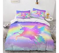 SABUNU Housse de Couette 220X240 Arc en Ciel 3D Imprimé Parure de lit 2 Personnes Dessin Animé 3 Pièces Confortable Doux Microfibre avec Fermeture Éclair Literie et 2 Taie d'oreiller