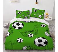 SABUNU Housse de Couette 220X240 Football 3D Imprimé Parure de lit 2 Personnes Football De Griffonnage 3 Pièces Confortable Doux Microfibre avec Fermeture Éclair Literie et 2 Taie d'oreiller