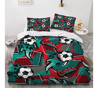 SABUNU Housse de Couette 220X240 Football 3D Imprimé Parure de lit 2 Personnes Football De Griffonnage 3 Pièces Confortable Doux Microfibre avec Fermeture Éclair Literie et 2 Taie d'oreiller