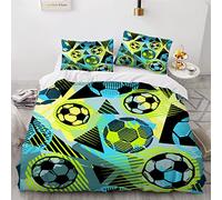 SABUNU Housse de Couette 220X240 Football 3D Imprimé Parure de lit 2 Personnes Football De Griffonnage 3 Pièces Confortable Doux Microfibre avec Fermeture Éclair Literie et 2 Taie d'oreiller