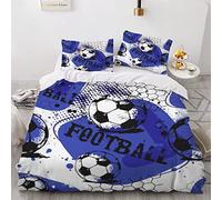 SABUNU Housse de Couette 220X240 Football 3D Imprimé Parure de lit 2 Personnes Football De Griffonnage 3 Pièces Confortable Doux Microfibre avec Fermeture Éclair Literie et 2 Taie d'oreiller