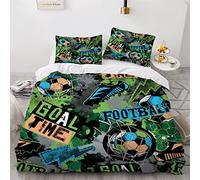 SABUNU Housse de Couette 220X240 Football 3D Imprimé Parure de lit 2 Personnes Football De Griffonnage 3 Pièces Confortable Doux Microfibre avec Fermeture Éclair Literie et 2 Taie d'oreiller