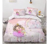 SABUNU Parure de lit 220x240 Adulte Coton Château Rose 3D Housse de Couette en Microfibr Dessin Animé Parure De Couette 2 Personnes avec Fermeture Éclair Et 2 Taies d'oreill 50x75